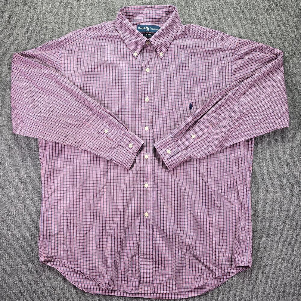 Polo Ralph Lauren Blake Shirt Mens Large Red Blue White Tattersall Check Plaid